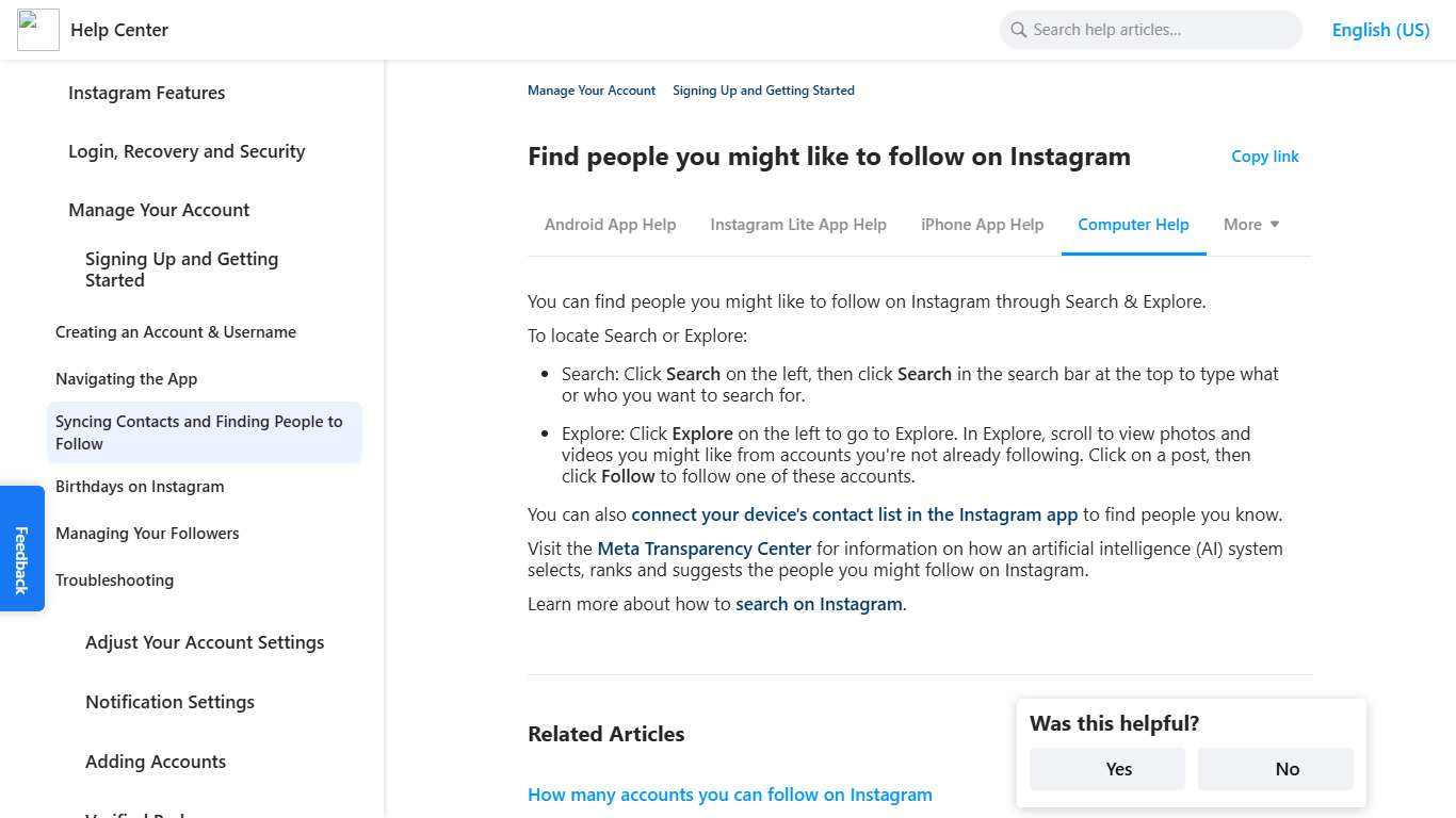 Find people you might like to follow on Instagram | Instagram Help Center